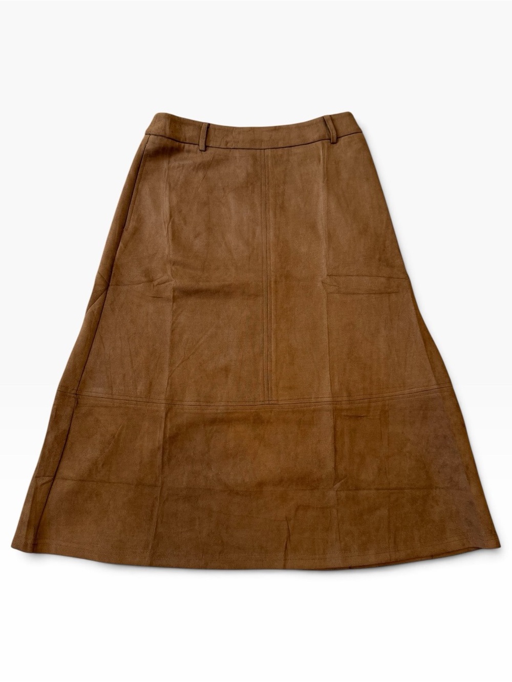 Simple Brown Faux Suede A-Line Skirt